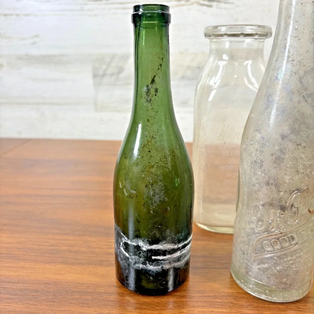 Antique Bottles Aqua, Coca Cola Glass, Dr. Pepper Late 1800's - 1930's Lot Of 6